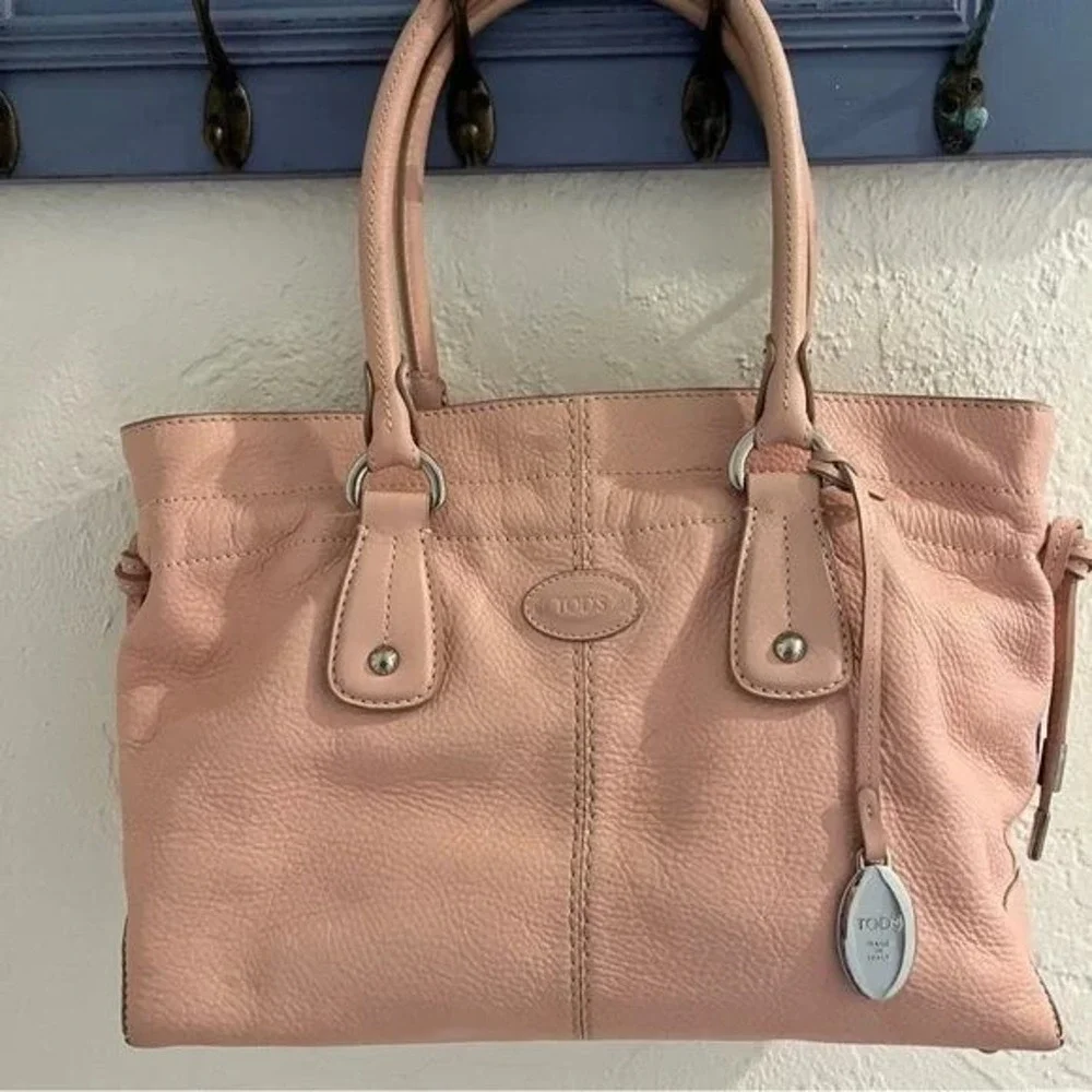 Tod's Pale Pink Soft Leather Restyled D‎ Bag Purse Satchel Fabulous Condition